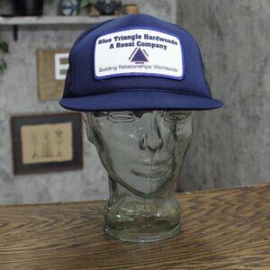 NEW Madhatter Mens Patch Blue Triangle Hardwoods Trucker Hat Cap Navy Blue OS